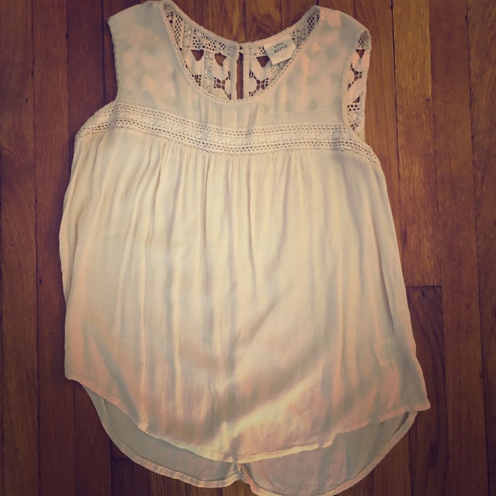 Cream/light pink boho tank top